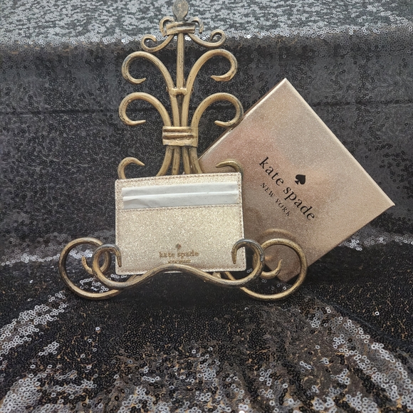 Kate Spade Gold Glitter Card Holder Wallet - Picture 1 of 6